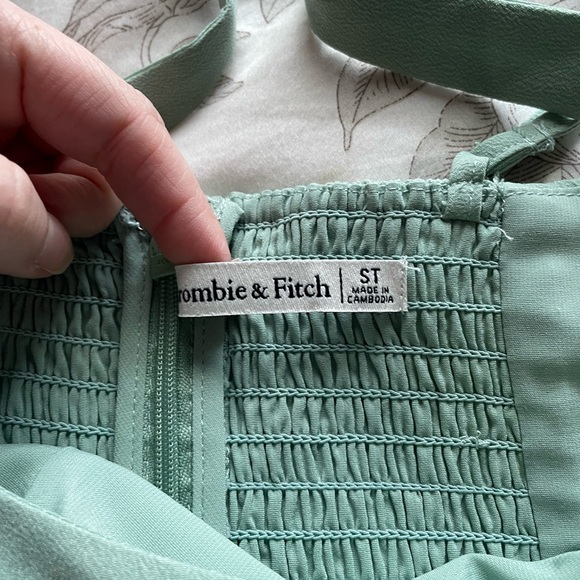 Abercrombie Corset Lace Up Midi Dress Sage Green Small Tall Feminine Fairy Boho - Picture 6 of 10